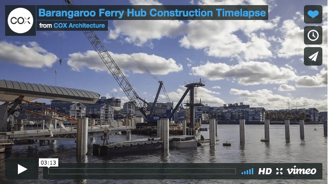 Timelapse of the Barangaroo Ferry Hub Construction by Cox Architecture.