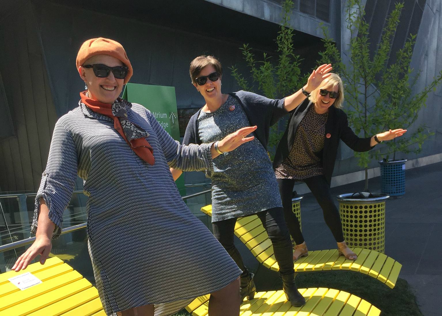 Winning selfie: Jela Ivankovic-Waters, Janis Fisher and Emma Appleton, "surfing chicks" of Merri Station.