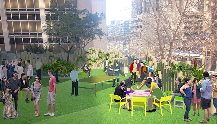 AILA Fresh NSW designs an activation for the AMP precinct. Street Furniture Australia will supply seats.