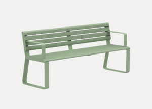 Linea Seat (LIS10) 1800mm with aluminium powder coated battens and frame in Eucalypt Green.