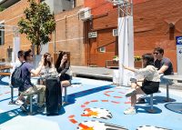 Cafe Round Table (T1) and Cafe Stool (S1) in Palladium Silver.