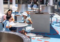 Cafe Round Table (T1) and Cafe Stool (S1) in Palladium Silver.