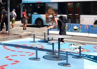 Cafe Round Table (T1) and Cafe Stool (S1) in Palladium Silver.
