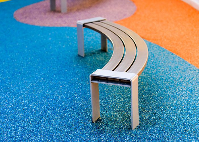 Tailored seating for the rooftop playground.