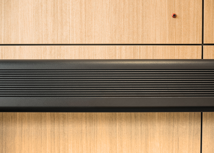 Aero Leaning Rail (AR1) wall fixed, powder coated in Night Sky.