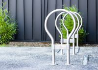 Key Hoop Bicycle Parking in Stainless 316 No. 4 Finish.