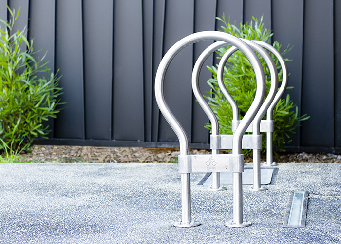 Key Hoop Bicycle Parking in Stainless 316 No. 4 Finish.