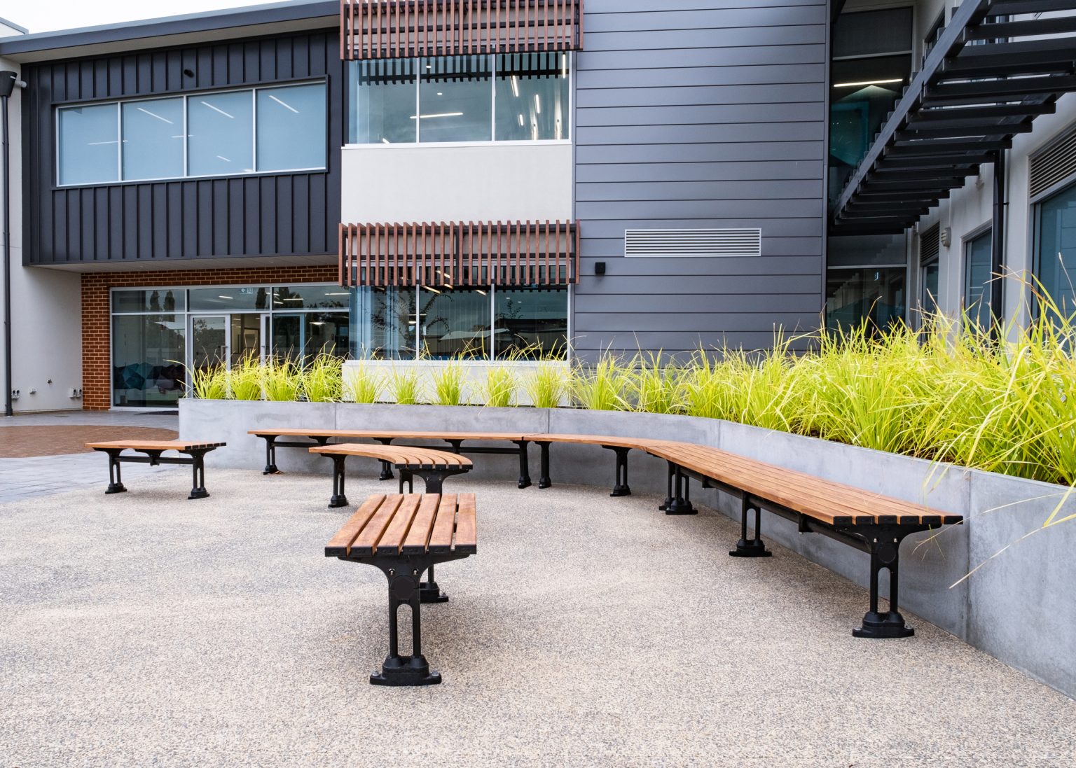 Mall Slim Benches (CMM8) and Mall Curved Slim Benches (CMM8-C).