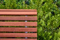 Classic Plaza Seat (CMP1) with eco-certified hardwood battens and Palladium Silver frame.
