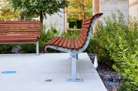 Classic Plaza Seat (CMP1) with eco-certified hardwood battens and Palladium Silver frame.