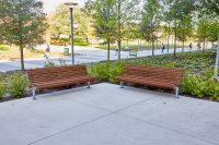 Classic Plaza Seat (CMP1) with eco-certified hardwood battens and Palladium Silver frame.