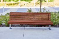 Classic Plaza Seat (CMP1) with eco-certified hardwood battens and Palladium Silver frame.