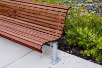 Classic Plaza Seat (CMP1) with eco-certified hardwood battens and Palladium Silver frame.