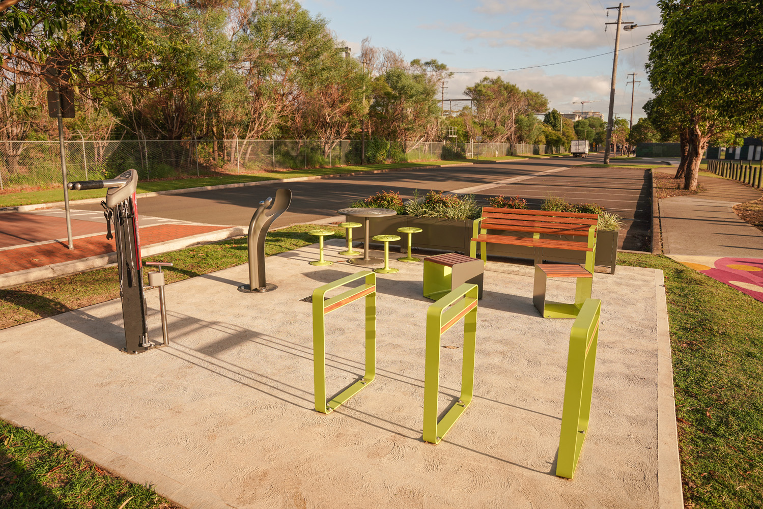 Linea Bicycle Stand, Arqua Drinking Fountain, Linea Cube, Linea Seat, Frame Planter.