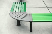 Aria Seating System (CMA4-2B-C90-3B-C90-2B) with Pedestal leg, Shamrock and Viper Green battens, Woodland Grey frames.