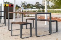Linea Setting with Table (LIT10-DDA, 1800mm) and Benches (LIB6) with side-access for wheelchair users.