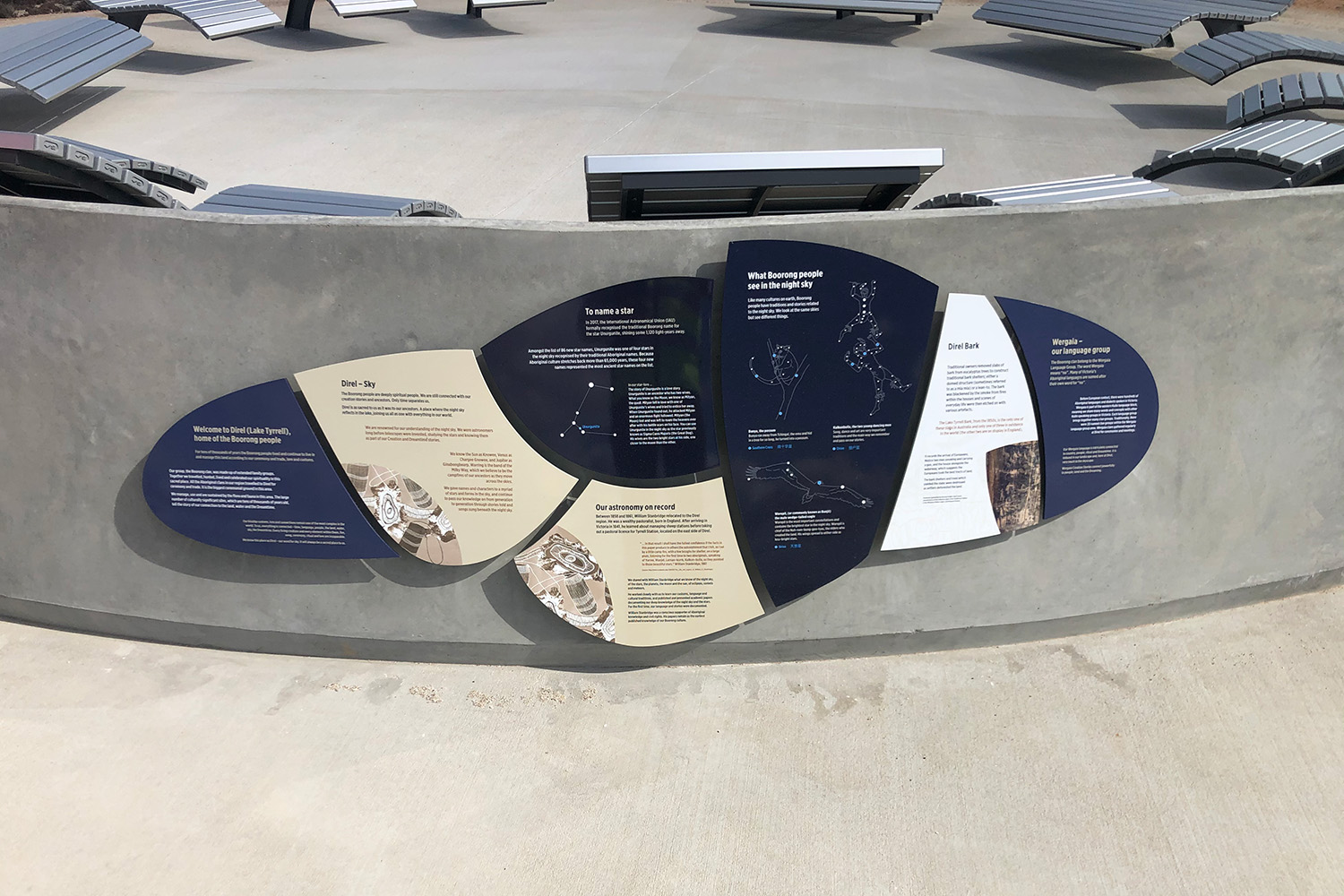 Sky Lounge interpretive signage. Photo: Thomson Hay Landscape Architects.