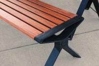 Aria picnic setting (CMA6 and CMA4) with aluminium Spotted Gum battens, Textura Monument frames.