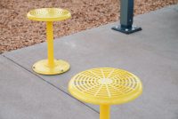 Cafe Stools (S1) powder coated in Brilliant Yellow.