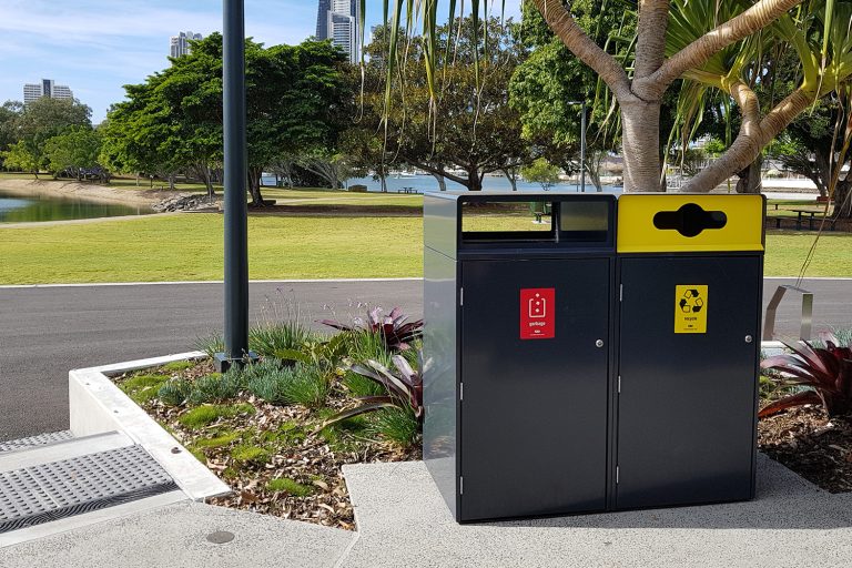 Escola Bin Enclosures, 240L, provide amenity for 3000 square metres of parkland at HOTA.