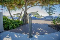 Slim Bollard with slope head, Woodland Grey finish.