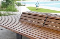 Linea Platform (LIP9, 1800mm) with Hill, aluminium woodgrain Spotted Gum battens, Monument frame.