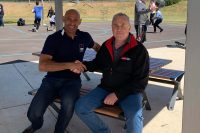 Roger Rasheed with Street Furniture Australia's Paul Johnson at the hub opening.