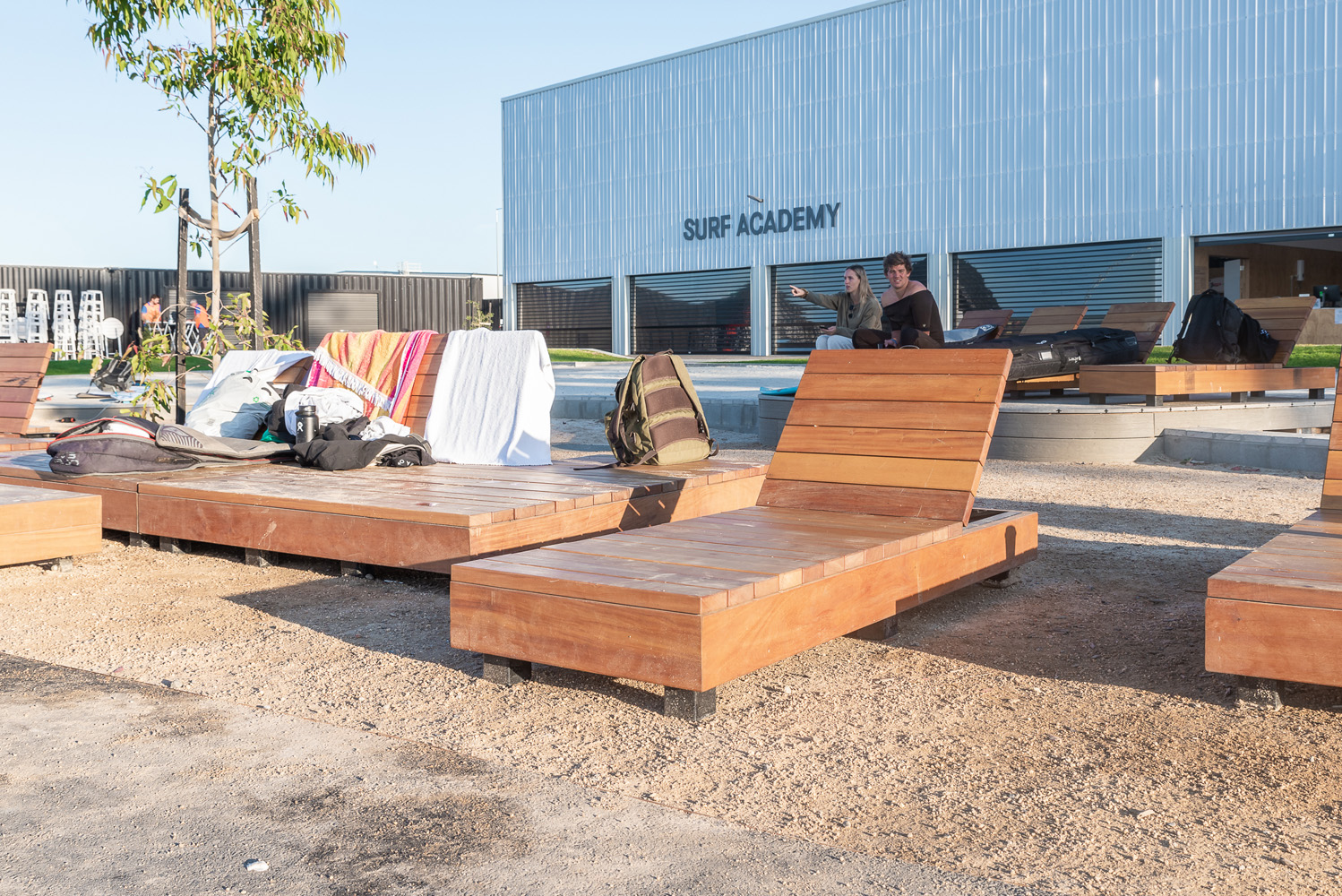 Custom double and single sun loungers for URBNSURF Melbourne.
