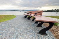 Arc Seat with tailored Modwood battens, frames in Night Sky.